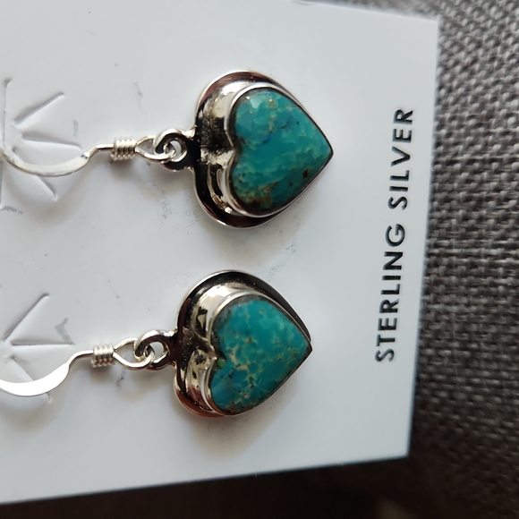 NWOT Native American Navajo Kingman Turquoise & Sterling Earrings 💙 - Picture 3 of 9